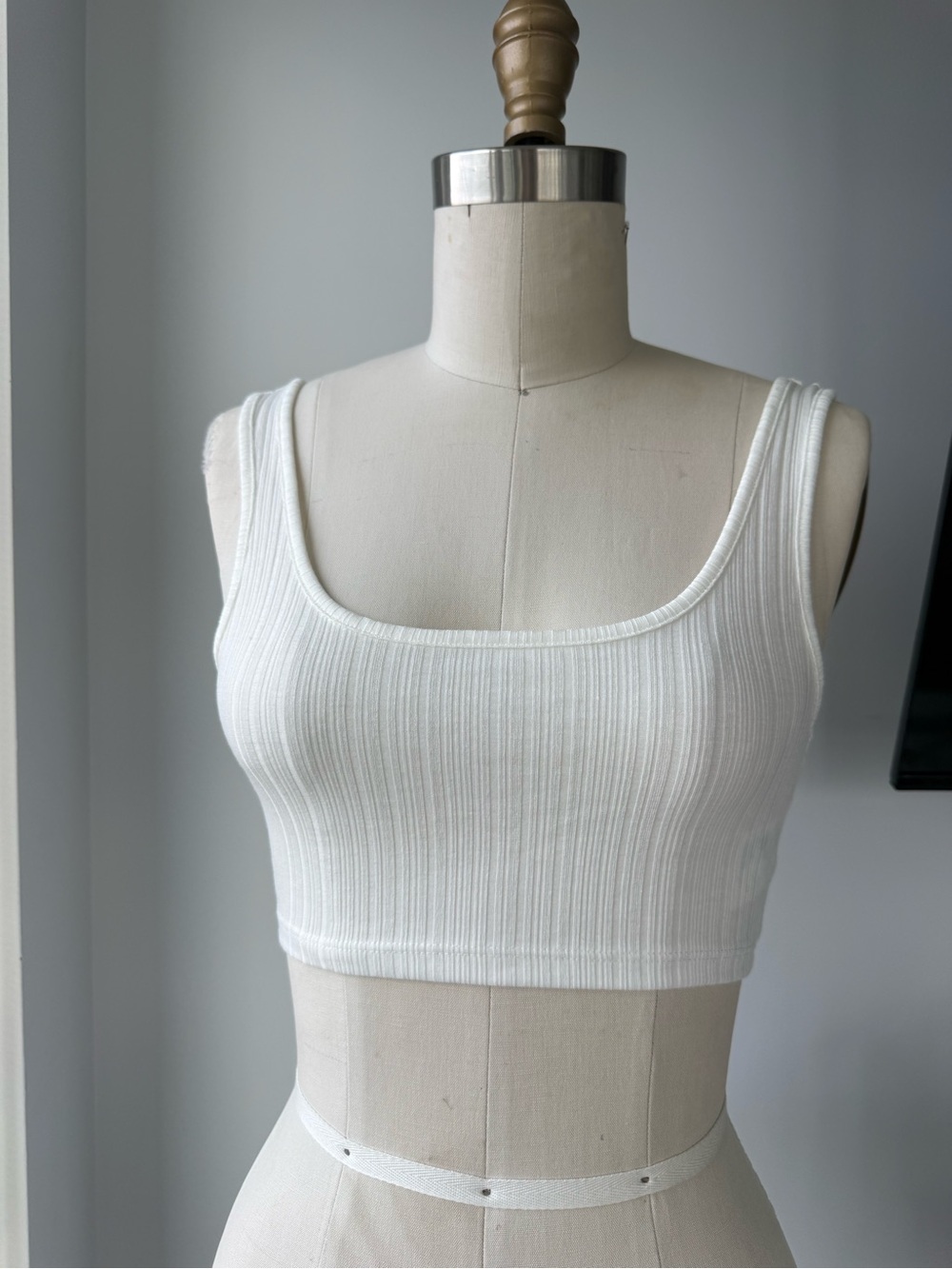 Monkl Ribbed Square-Neck Crop Tank
